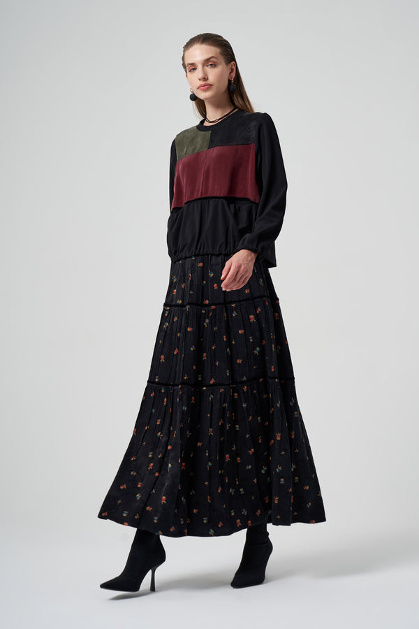 Cupro İpek Patchwork Tunik Takım