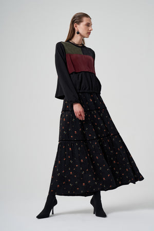 Cupro İpek Patchwork Tunik Takım