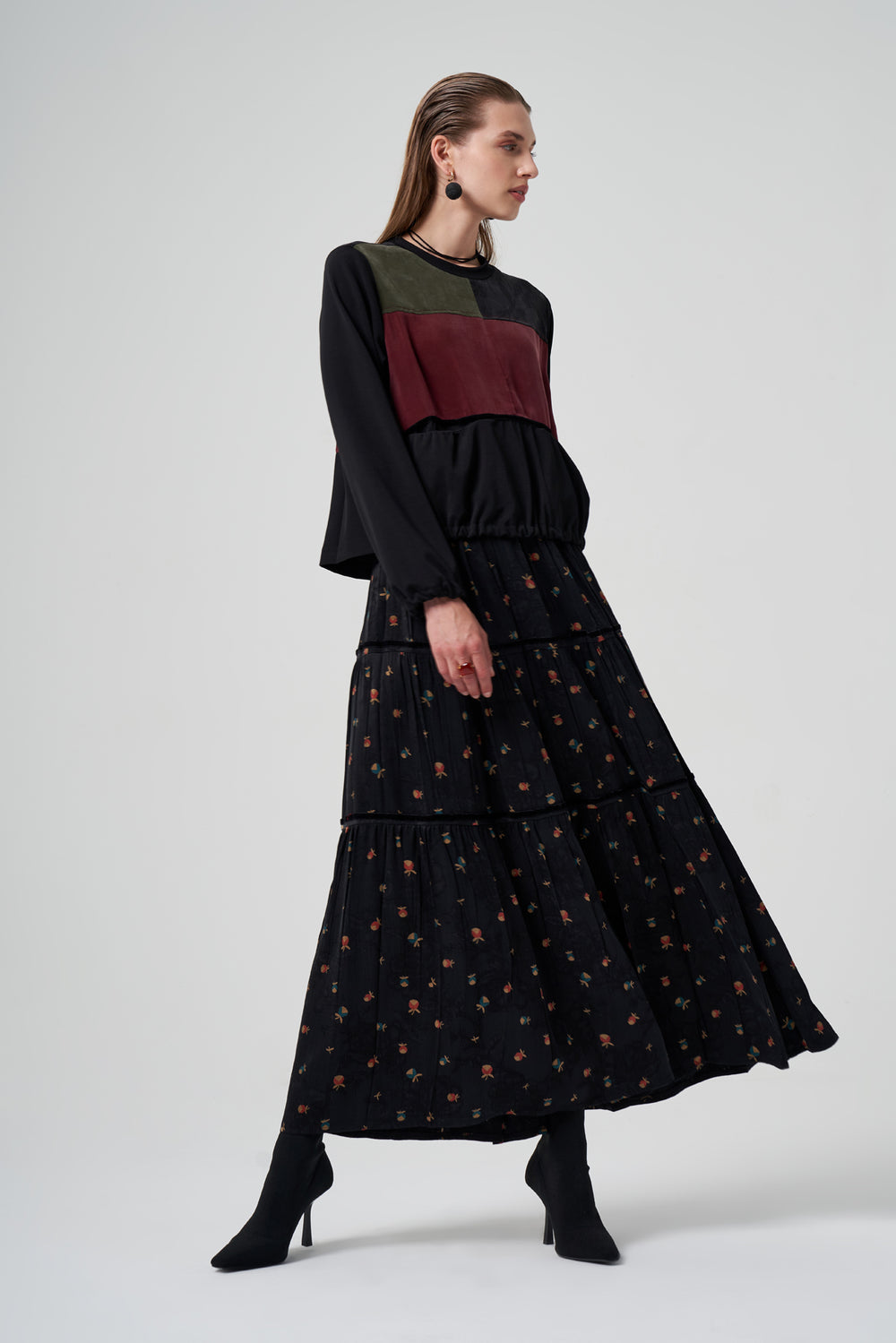 Cupro İpek Patchwork Tunik Takım