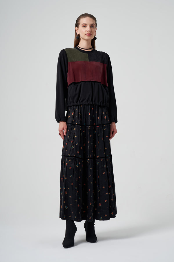 Cupro İpek Patchwork Tunik Takım