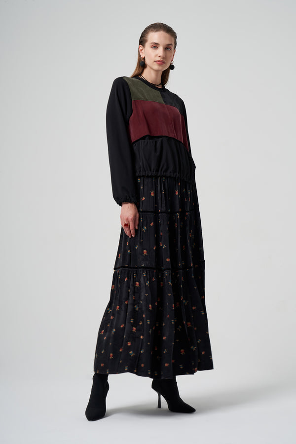 Cupro İpek Patchwork Tunik Takım