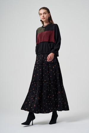 Cupro İpek Patchwork Tunik Takım