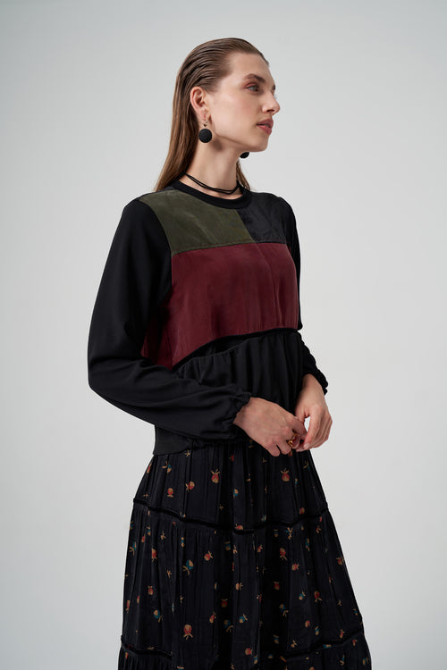 Cupro İpek Patchwork Tunik Takım