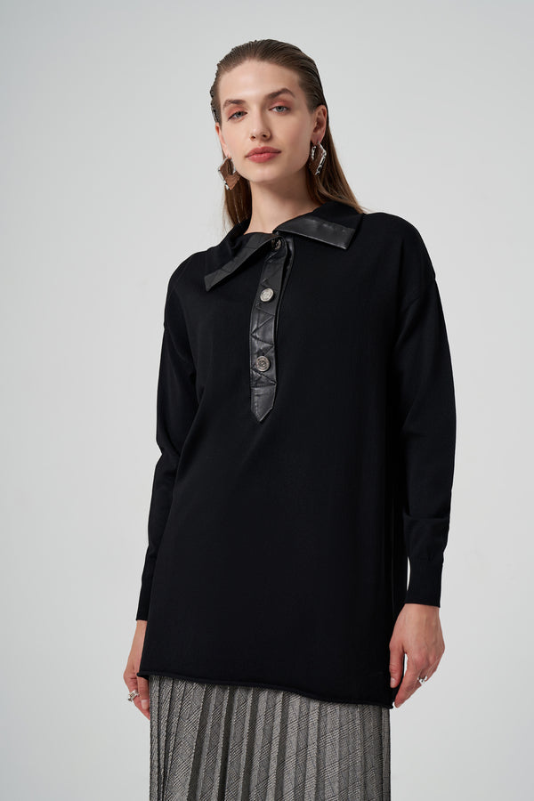 Düğmeli Triko Tunik
