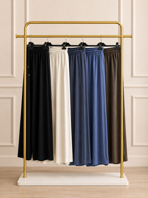 Berlin Yanı Nevrülü Geniş Paça Bambu Pantolon