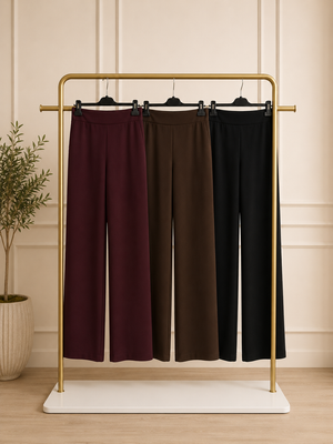 Venedik Beli Lastikli Geniş Paça Pantolon