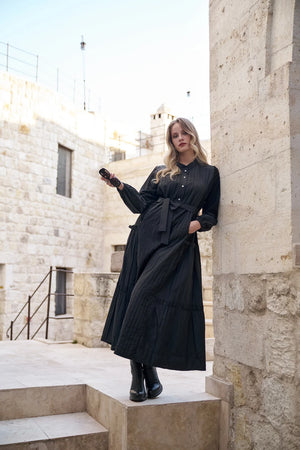 Tafta Elbise - Siyah