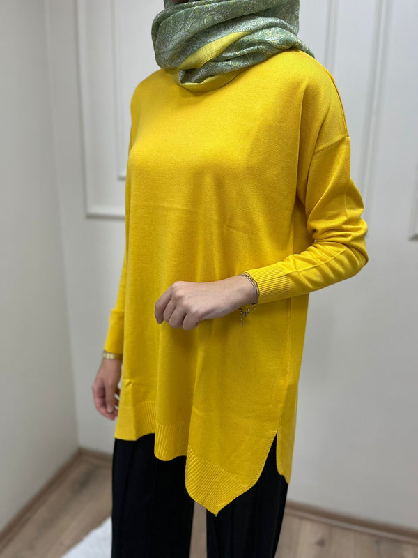 Sıfır Yaka Salaş Verev Tunik
