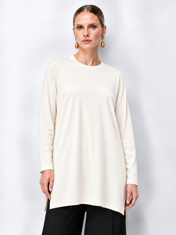 Uzun Kollu Bambu Bluz - Ekru
