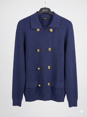 Çift Sıra Gold Düğmeli Hırka