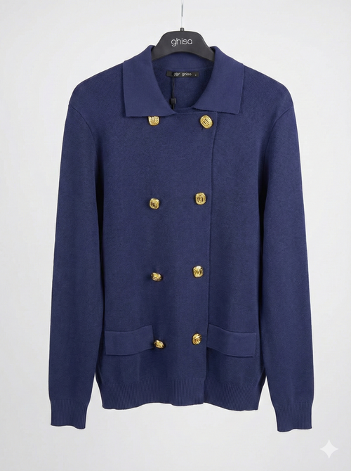 Çift Sıra Gold Düğmeli Hırka