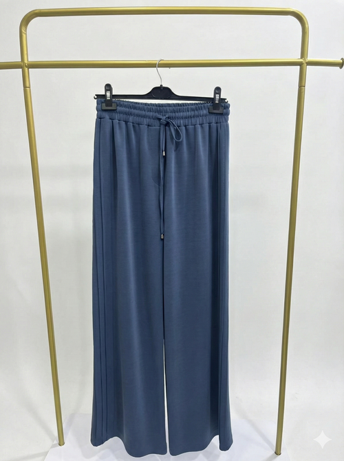 Berlin Yanı Nevrülü Geniş Paça Bambu Pantolon