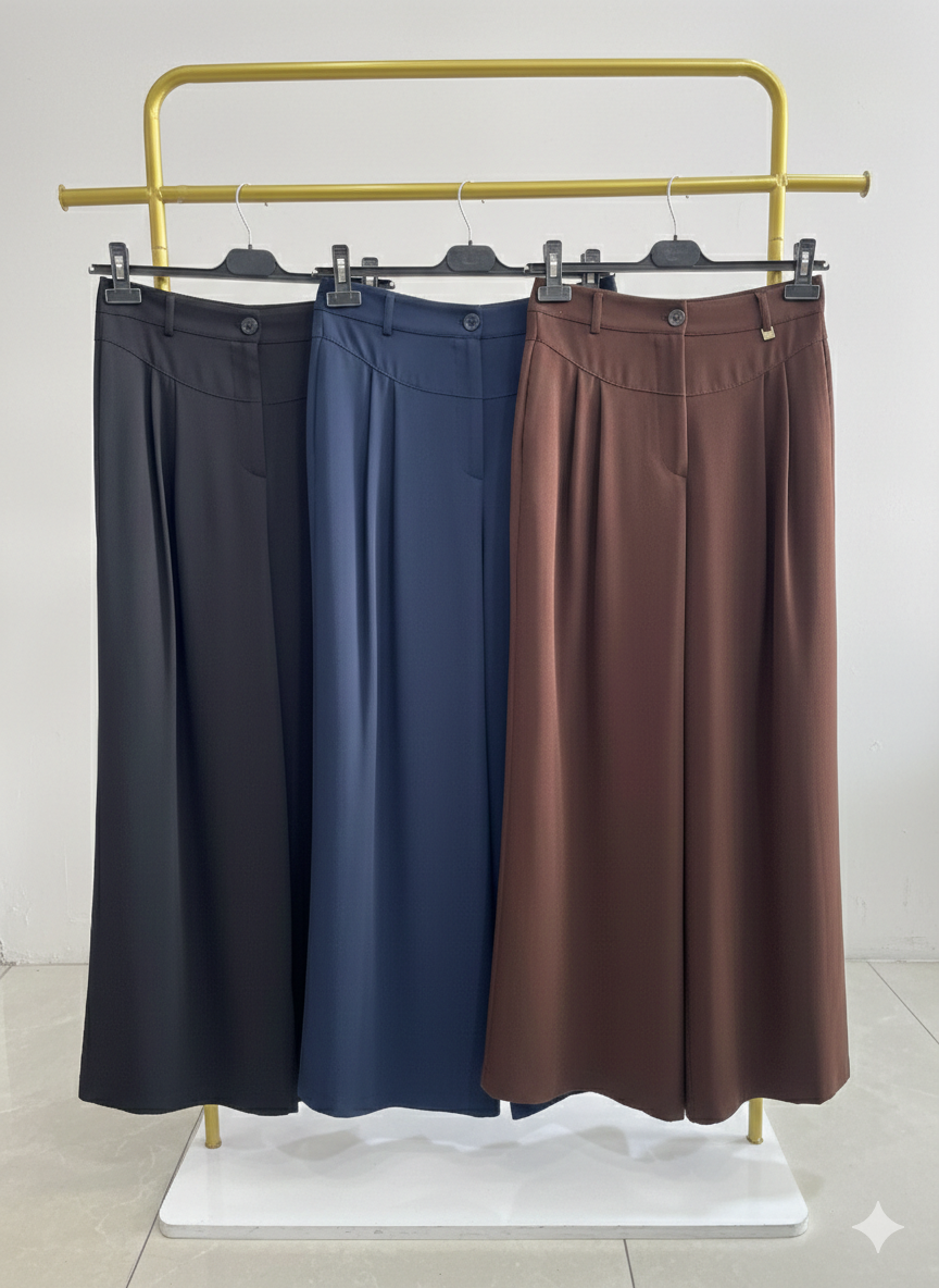 Eyfer Geniş Paça Pileli Pantolon