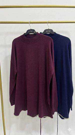 Taş Detaylı Triko Tunik