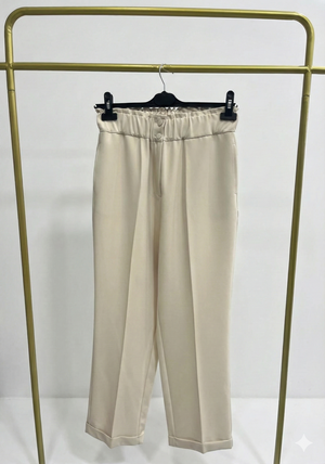 Beli Lastikli İnce Duble Paça Pantolon