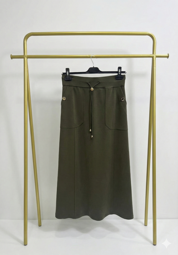 Elenna Cepli Düğmeli Çan Etek