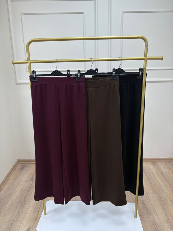 Venedik Beli Lastikli Geniş Paça Pantolon