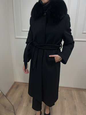 Orjinal Kürk Detaylı Kaşe Kaban