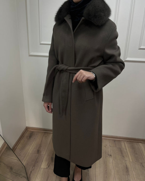 Orjinal Kürk Detaylı Kaşe Kaban