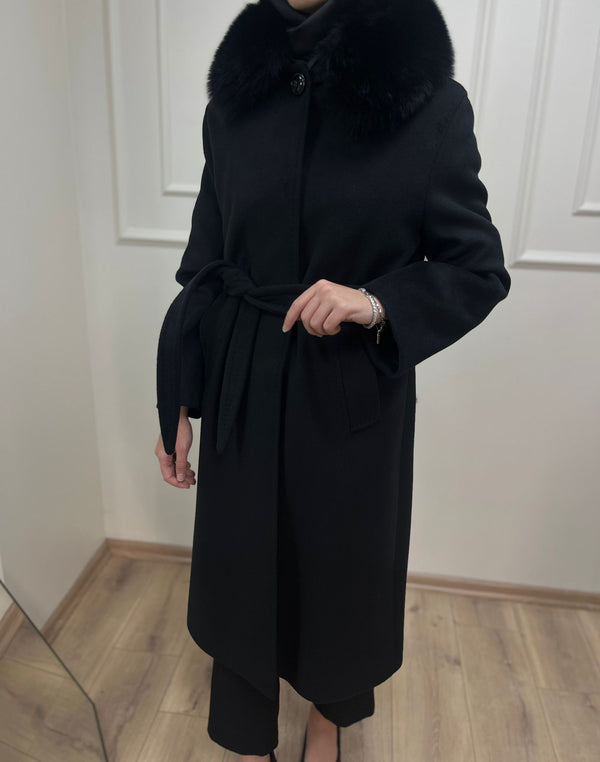 Orjinal Kürk Detaylı Kaşe Kaban