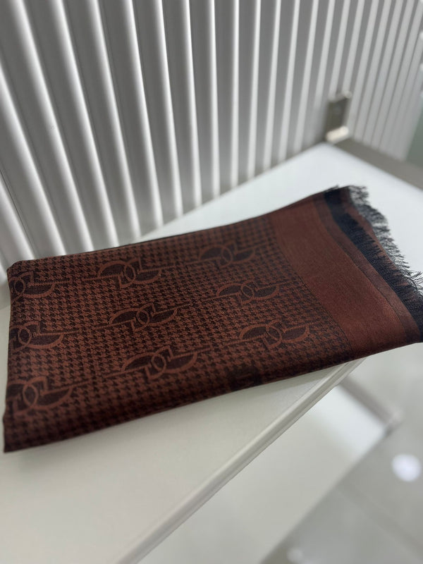 Acı Kahve Logo Desenli İpek Pamuk Şal