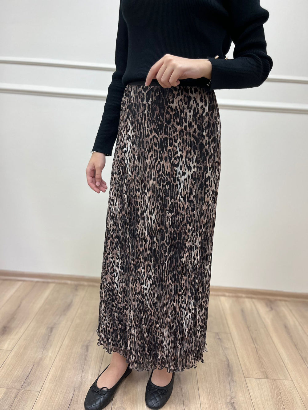 Leopar Kırıştırma Etek