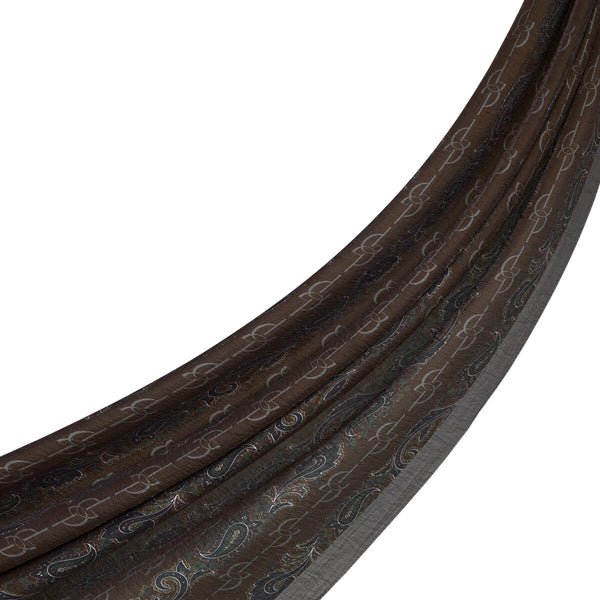 Acı Kahve Füme Monogram Desenli Tensel Şal
