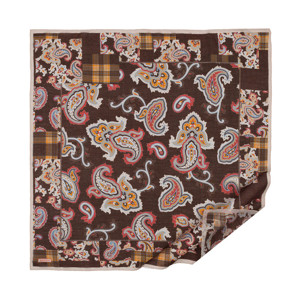 Acı Kahve Patchwork Desenli Tensel Eşarp