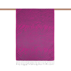 Begonvil Zebra Jakar Desenli İpek Şal