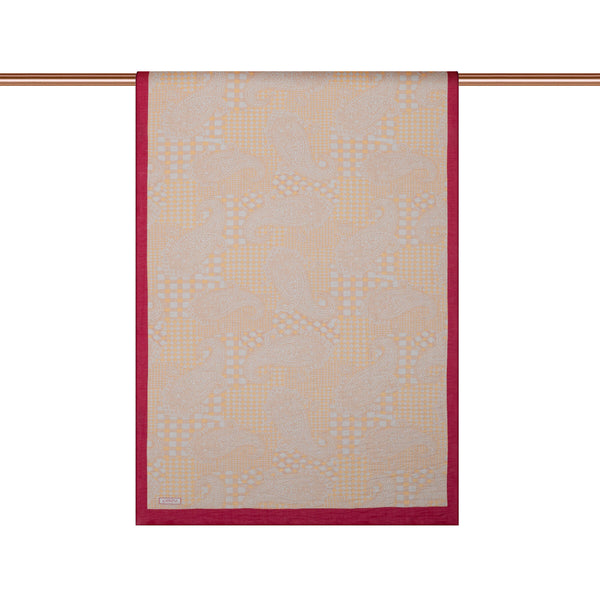 Bej Gold Yamalı Paisley Desenli Tensel Şal
