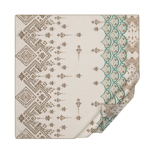 Bej Taş Kilim Esintisi Pamuk Eşarp