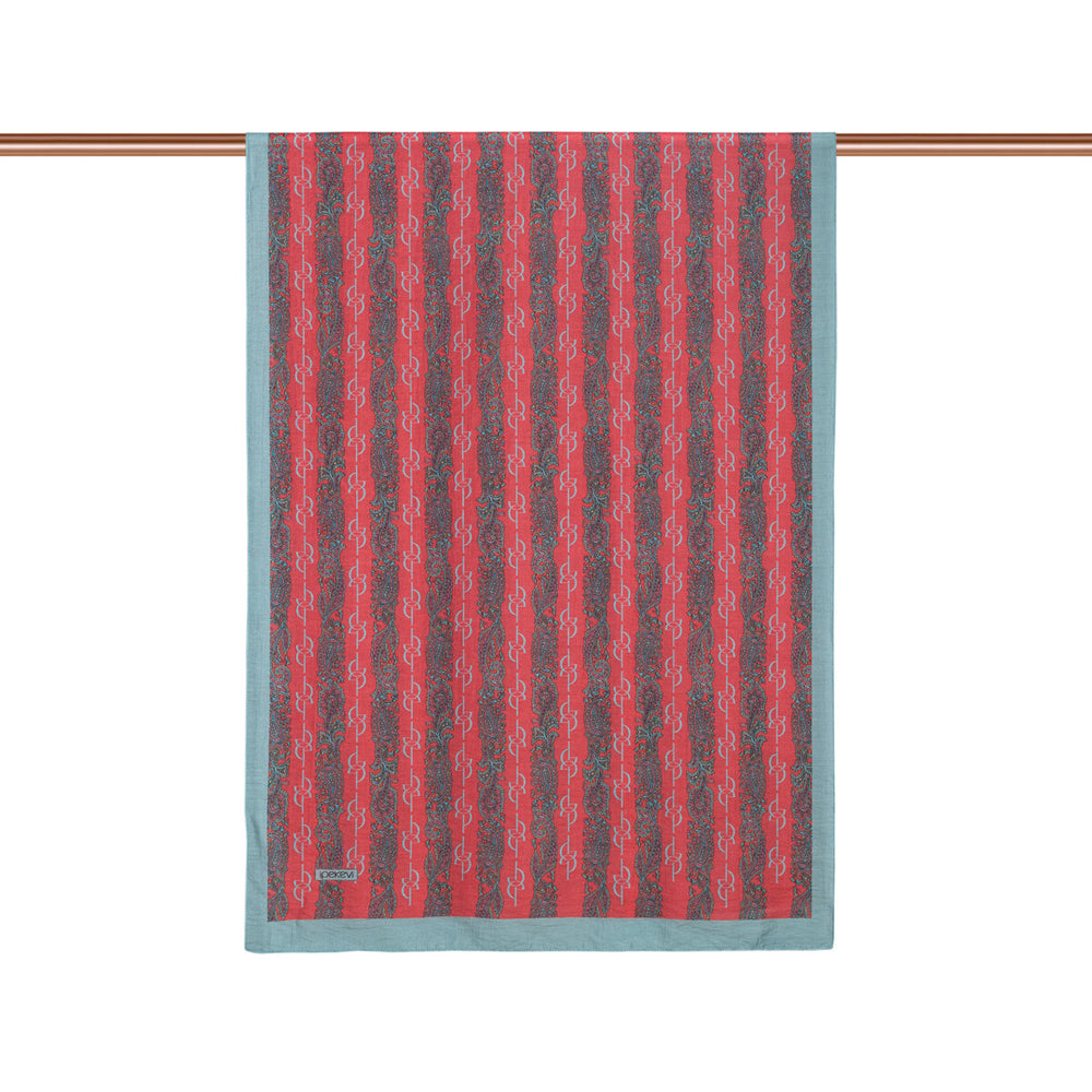 Bordo Gri Monogram Desenli Tensel Şal