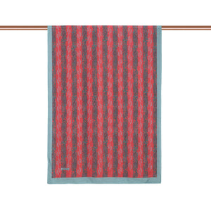 Bordo Gri Monogram Desenli Tensel Şal