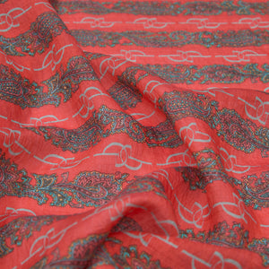 Bordo Gri Monogram Desenli Tensel Şal