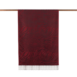 Bordo Zebra Jakar Desenli İpek Şal