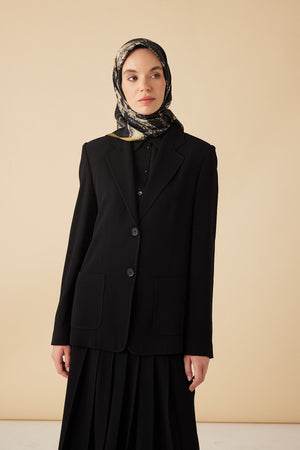 Ceylan Mulberry İpek Eşarp 90x90 Cm - Gold Siyah