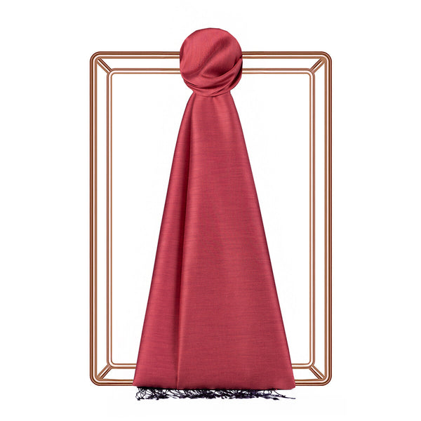 Çin Kırmızısı Çift Taraflı İpek Şal