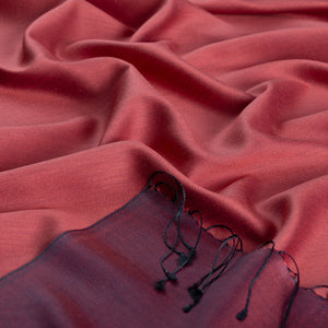 Çin Kırmızısı Çift Taraflı İpek Şal