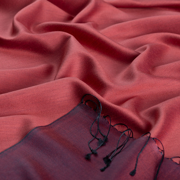 Çin Kırmızısı Çift Taraflı İpek Şal