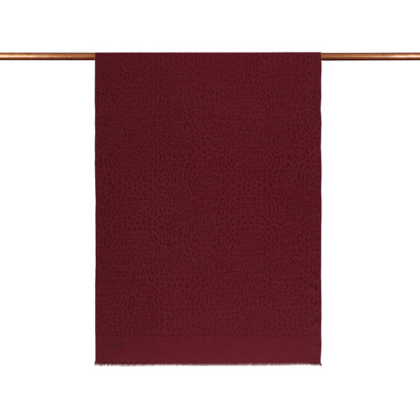 Dört Mevsim Leopar Desenli Bordo Şal