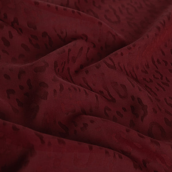 Dört Mevsim Leopar Desenli Bordo Şal