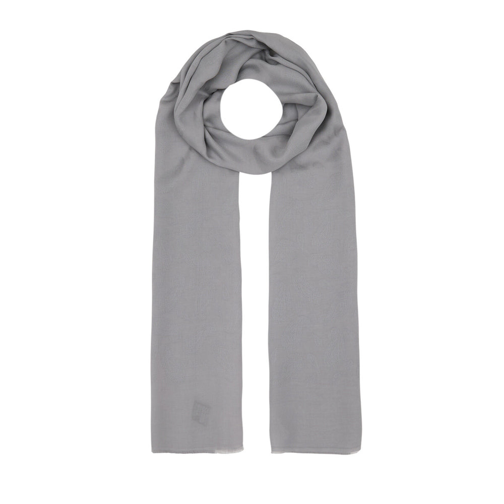 Dört Mevsim Buz Beyazı Paisley Monogram Şal