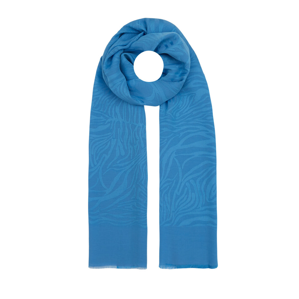 Dört Mevsim İndigo Zebra Desenli Monogram Şal