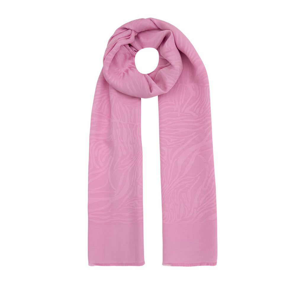 Dört Mevsim Şeker Pembe Zebra Desenli Monogram Şal