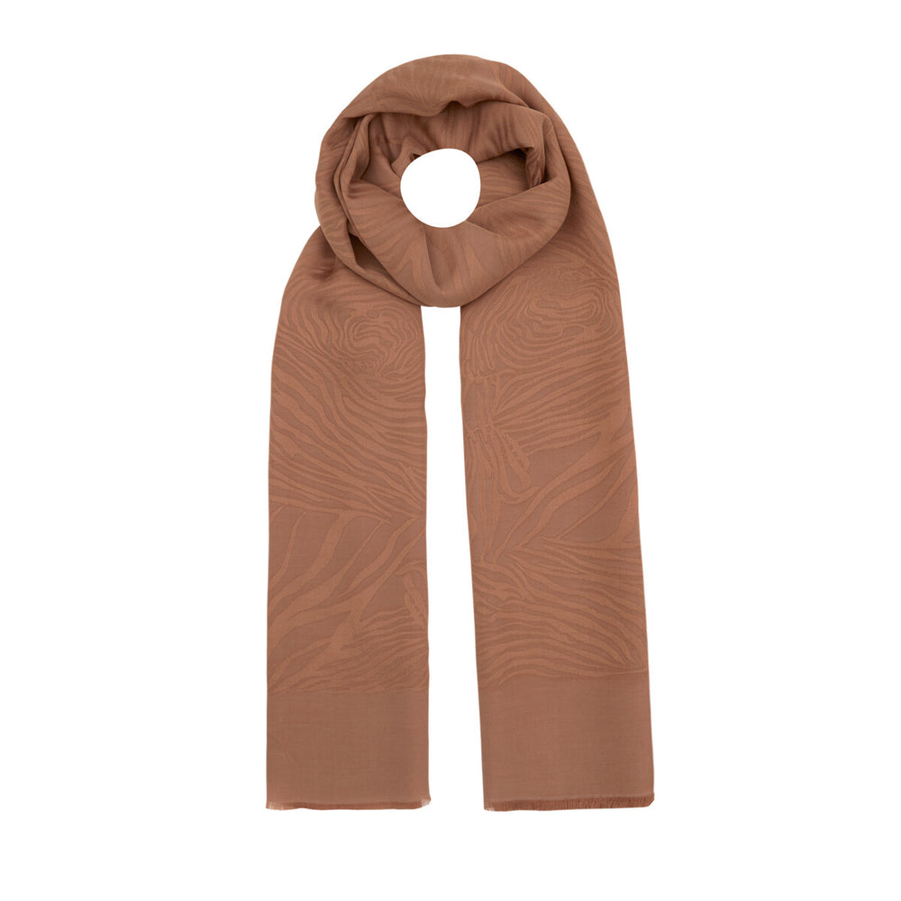 Dört Mevsim Tarçın Zebra Desenli Monogram Şal