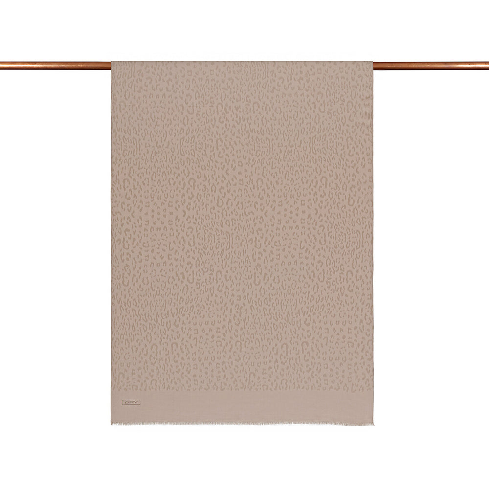 Dört Mevsim Taş Leopar Desenli Monogram Şal