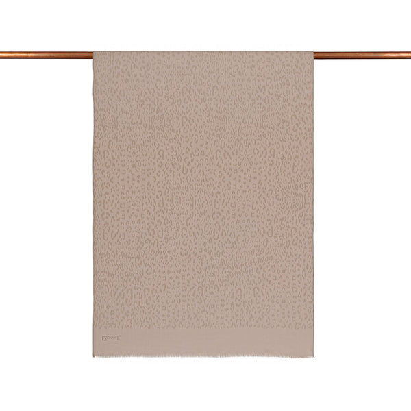 Dört Mevsim Taş Leopar Desenli Monogram Şal