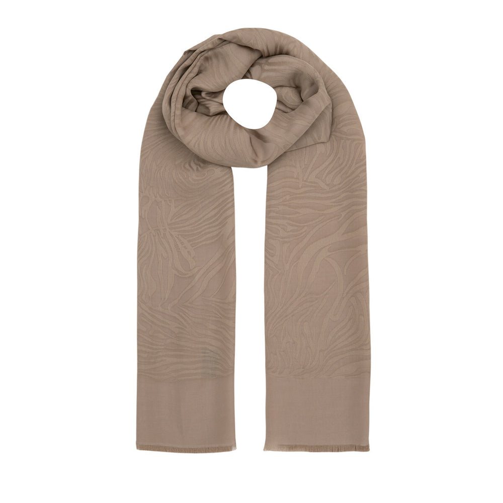 Dört Mevsim Taş Zebra Desenli Monogram Şal