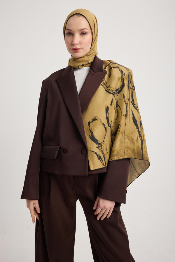 Eva Pamuk İpek Şal 70x190 Cm - Safran