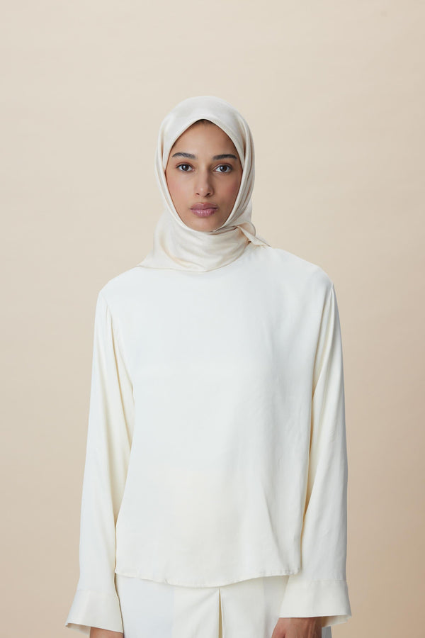 Farah Mulberry İpek Eşarp 90x90 cm - Açık Pudra